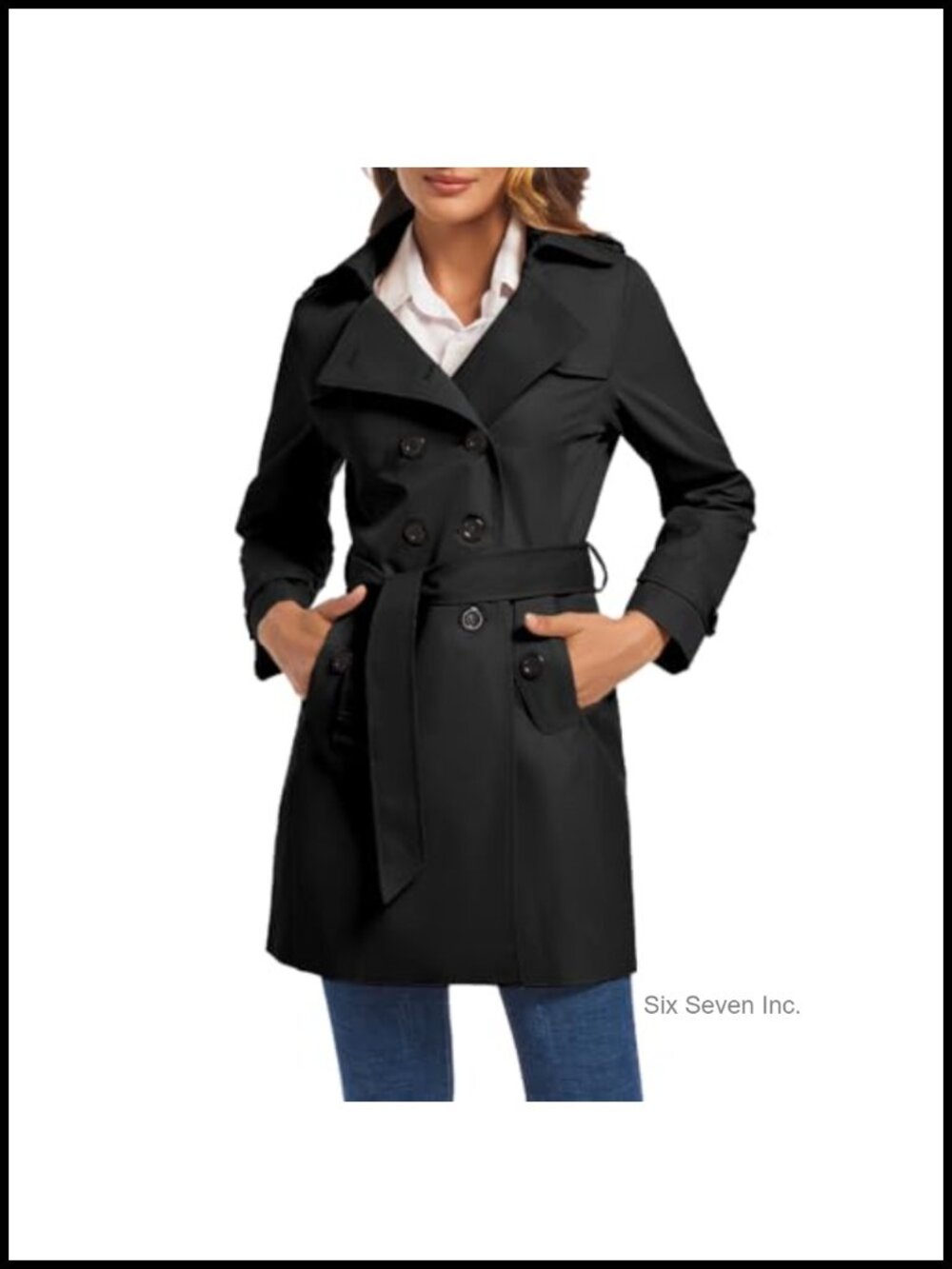 Double Breasted Water Resistant Trench Coat Belted Lapel Overcoat